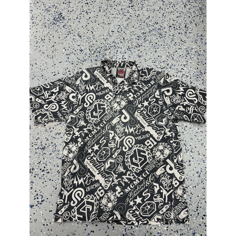 Vintage South Pole Polo Shirt Men's Large Hip Hop AOP All Over Print
